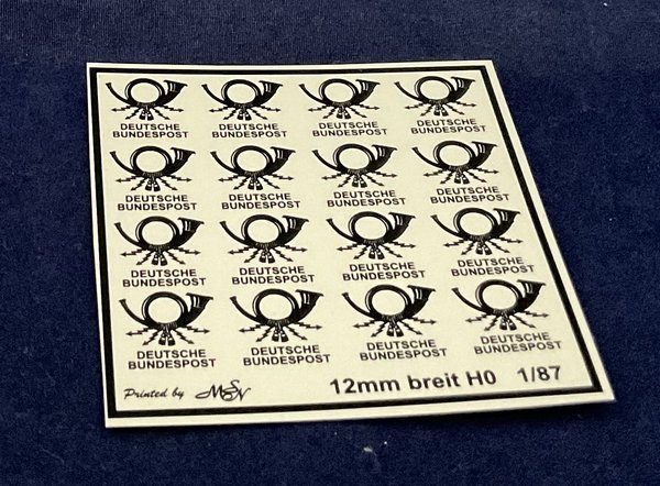 Deutsche Bundespost schwarz 12 mm Decals 1/87